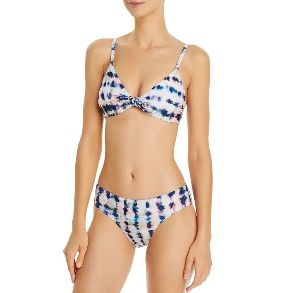 Splendid Tie Dye Bow Bikini Top Blue White SIZE XS Triangle Bralette USA $78 NEW - Picture 3 of 7